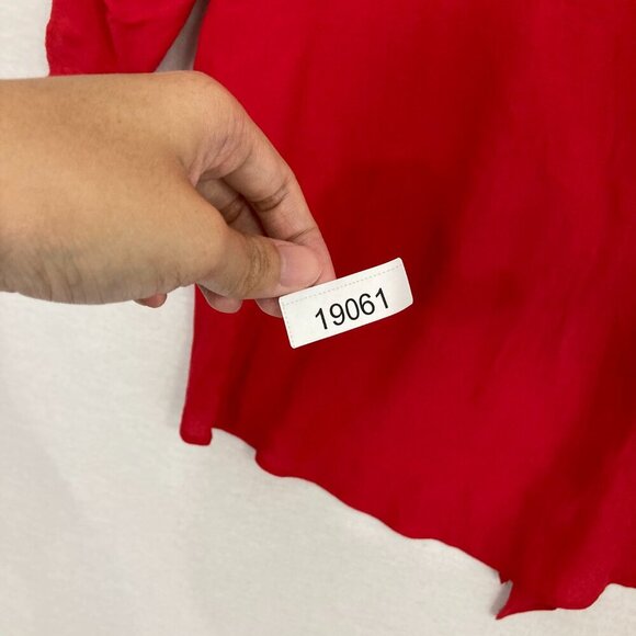 Chico's Red Embroidered Embellished Y Neck Tie Front Relaxed Comfy Top Large/2 - Picture 10 of 10